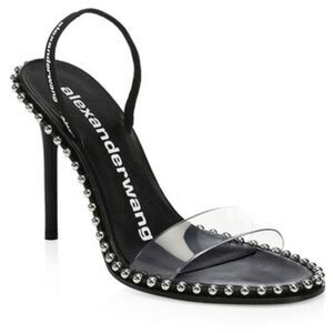 Alexander Wang Nova Stud Clear Strap Sandals Size 7.5 in Black